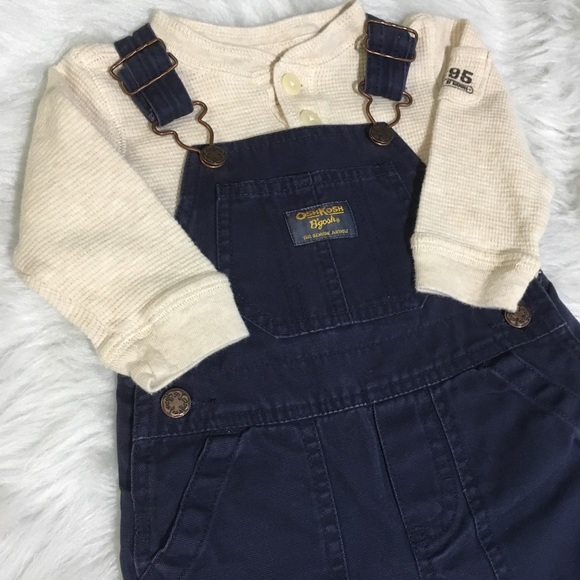 [Osh Kosh] Blue Overall and Waffle Knit Onesie - Picture 3 of 5